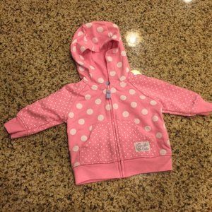Carter’s pink polka dot hoodie 3m